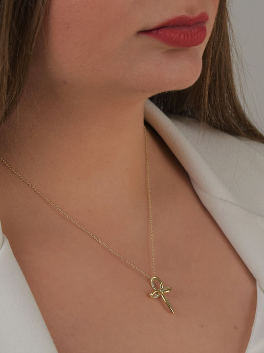 Gold Damen Taufkreuz K14 mit Kette