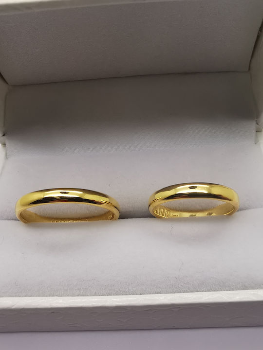Classic Wedding Rings Gold Plated Silver 925 3mm