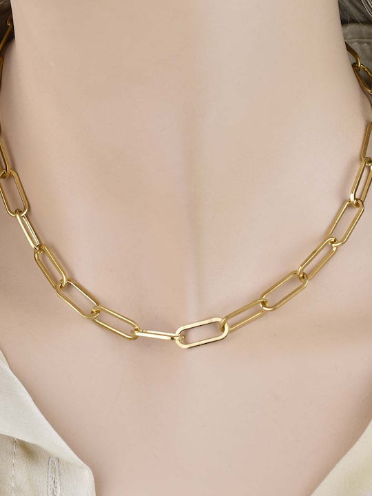 Romeo Chain Gold 7mm Neck Chain Stainless Steel 316L 40 cm