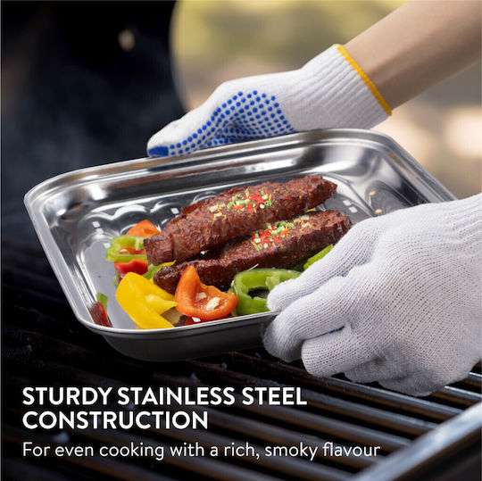Navaris Stainless Steel BBQ Trays 34x24 Cm Ventilation Holes Nav000038ep001c