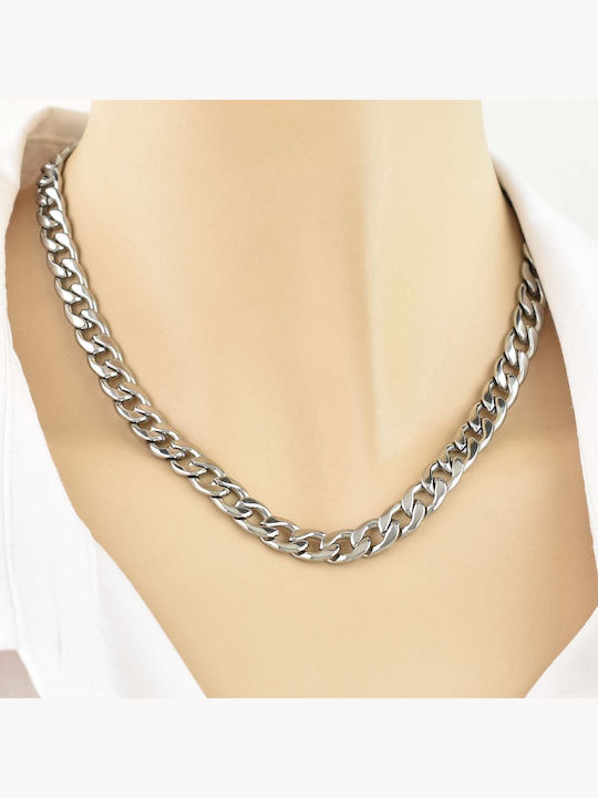 Gurmet Extra Kette Silber 9mm Αλυσίδα Λαιμού Ανοξείδωτο Ατσάλι 316l 50 Cm