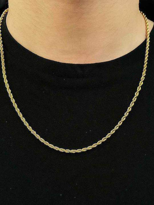 Dennis Rope Chain Gold 3mm Αλυσίδα Λαιμού Ανοξείδωτο Ατσάλι 316l 50 Cm