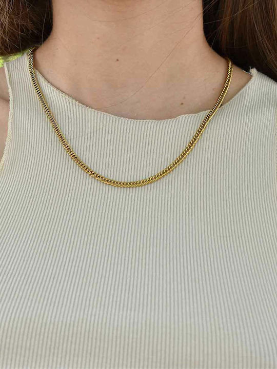 Micron Cubana Chain Gold 4mm Αλυσίδα Λαιμού Ανοξείδωτο Ατσάλι 316l 45 Cm