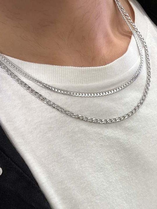 Fior Chain Silver 3mm Αλυσίδα Λαιμού Ανοξείδωτο Ατσάλι 316l 45 Cm