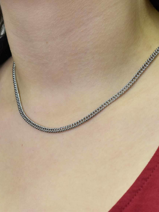 Micron Cubana Chain Silver 4mm Neck Chain Stainless Steel 316L 50 Cm