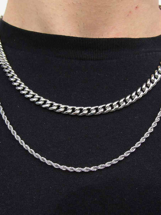 Dennis Rope Chain Silver 3mm Neck Chain Stainless Steel 316L 60 Cm