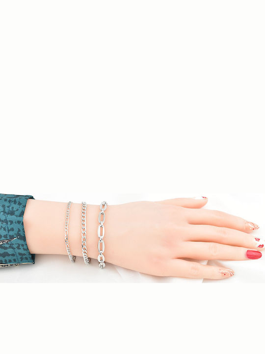Brățară Figaro Argint 3mm Brățară Lanț Din Oțel Inoxidabil 316l 18-19 Cm
