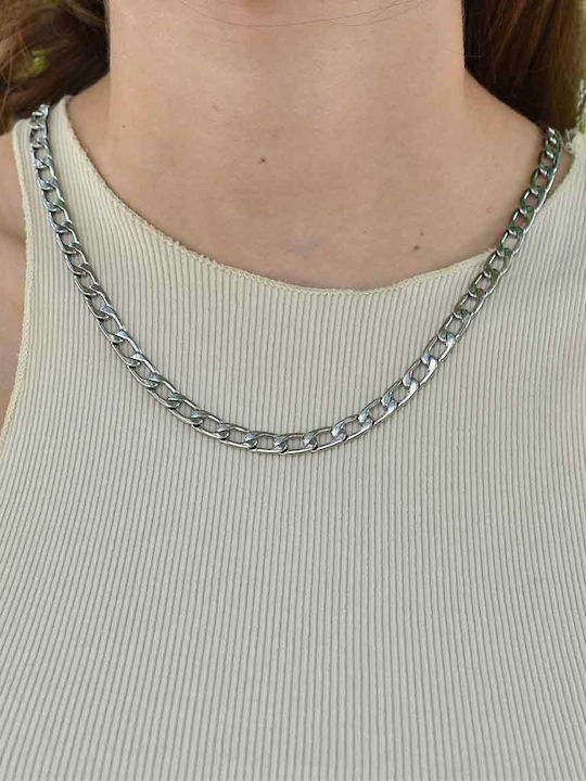 Avalon Chain Silver 7mm Neck Chain Stainless Steel 316L 40 cm
