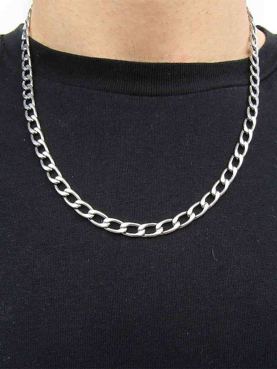 Avalon Chain Silver 7mm Neck Chain Stainless Steel 316L 40 cm
