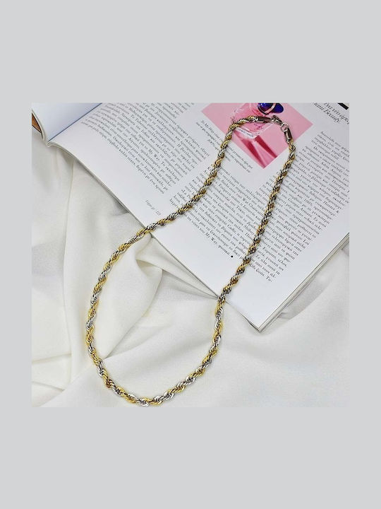 Κολιέ Αλυσίδα Ανοξείδωτο Ατσάλι Spiral Gold – Silver Ατσάλι Κολιέ Αλυσίδα Ανοξείδωτο Ατσάλι Spiral Gold – Silver Ατσάλι