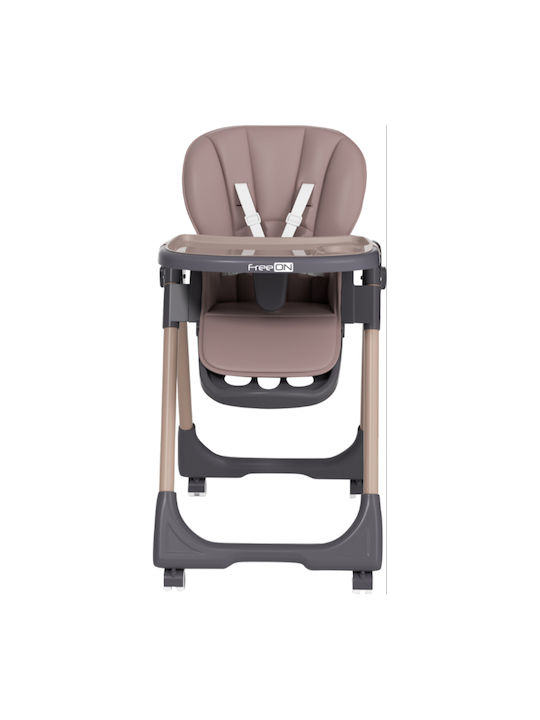 FreeOn And Foldable Baby Highchair With Adjustable Height Brown