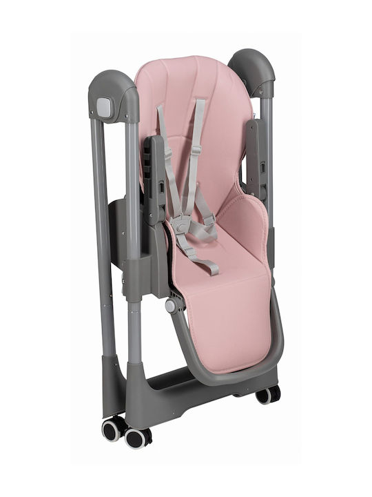 FreeOn And Foldable Baby Highchair with Adjustable Height Pink