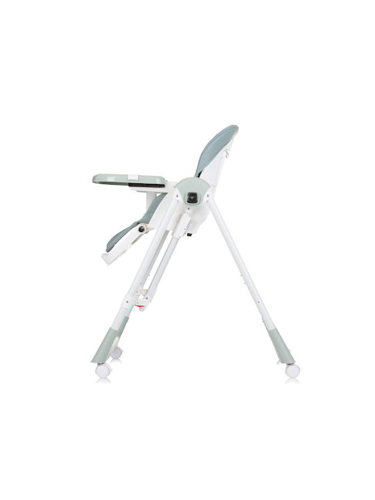 Chipolino Milk Shake Foldable Highchair 2 in 1 with Metal Frame & Leatherette Seat Pastel Green