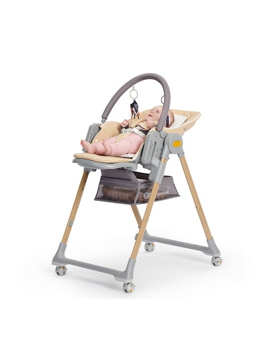 Kinderkraft Lastree Foldable Baby Highchair 2 in 1 with Adjustable Height Grey / Beige