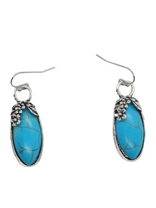 Jewelry Set Necklace Earrings Vintage Boho Drop Shape Turquoise Stones S21