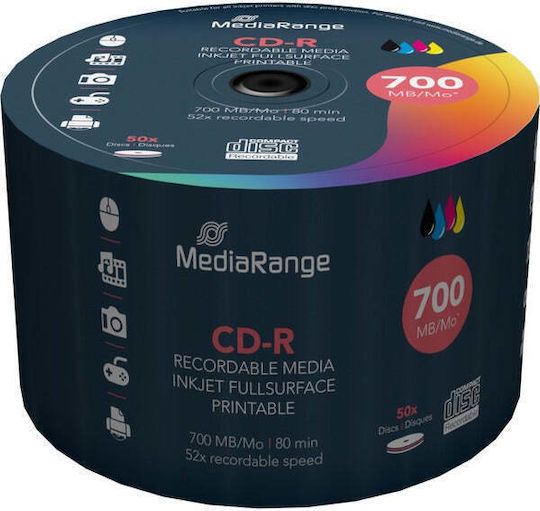 MediaRange Εγγράψιμα CD-R 52x 700MB Cake Box 50τμχ