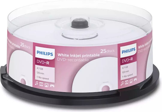 Philips Recordable DVD-R 16x 4.7GB Cake Box 25pcs