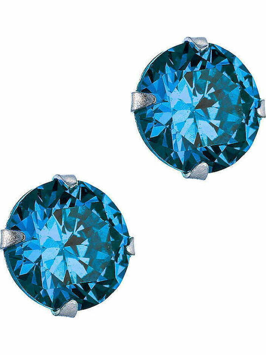 Silver 925 Jewelry Set Consisting Of Necklace & Earrings Blue Zircon Stones Set-218000w