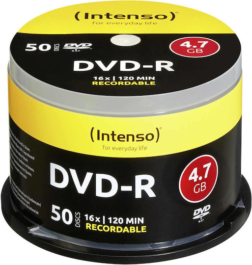 Intenso Εγγράψιμα DVD-R 16x 4.7GB Cake Box 50τμχ
