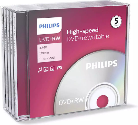 Philips Wiederbeschreibbare DVD+RW 4x 4.7GB 5Stück