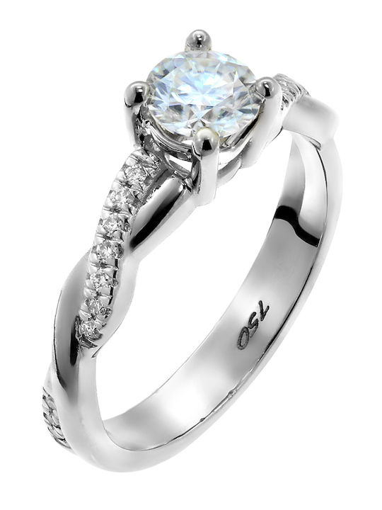 Single Stone Ring White Gold 9K Zircon P-50059 White Gold 9K