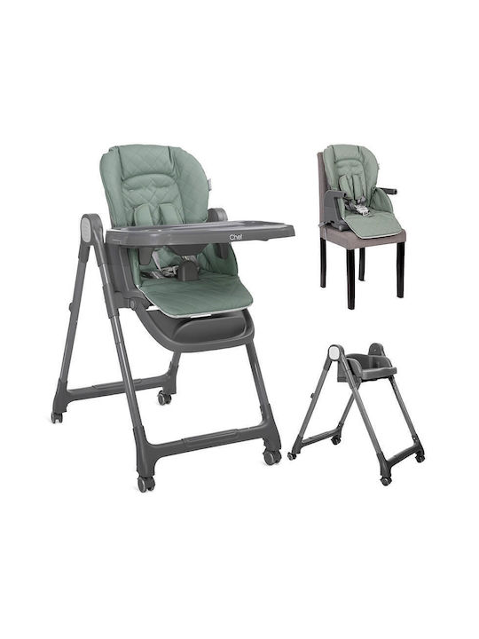 Lorelli Chef Foldable Baby Highchair 3 in 1 with Adjustable Height Green Leather