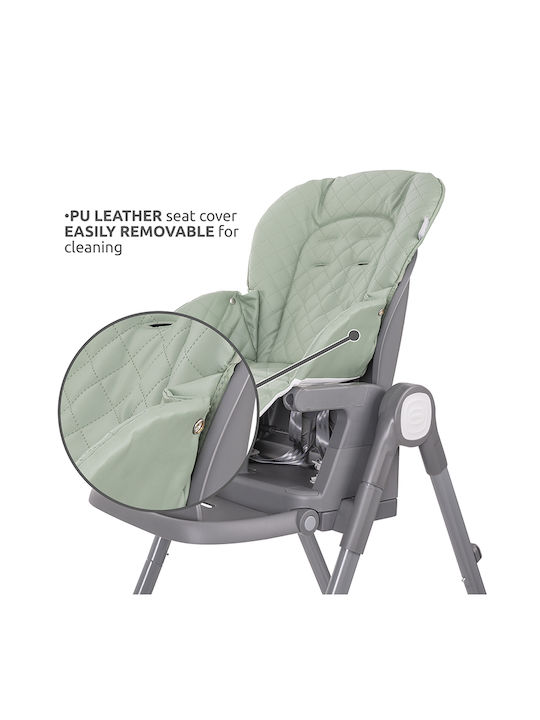 Lorelli Chef Foldable Baby Highchair 3 in 1 with Adjustable Height Green Leather