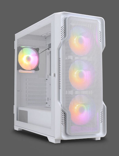 Nanoxia DS-9 ARGB TG-Mesh Airflow Gaming Midi-Turm Computergehäuse mit Seitenfenster Weiß
