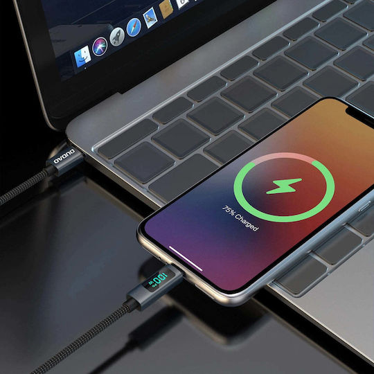 Dudao LED USB 2.0 Cable USB-C male - USB-C 100W PD Μαύρο 1m 304004-185908