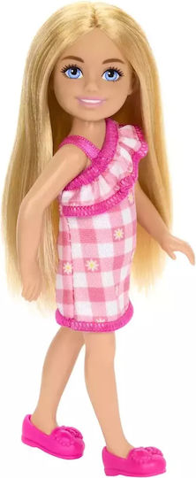 Păpușă Barbie Family Chelsea Blondă Rochie Roz în Carouri