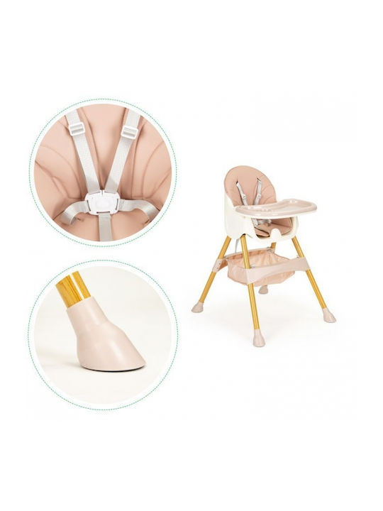 Ecotoys Καρεκλάκι Φαγητού 2 in 1 με Ρυθμιζόμενο Ύψος Ροζ