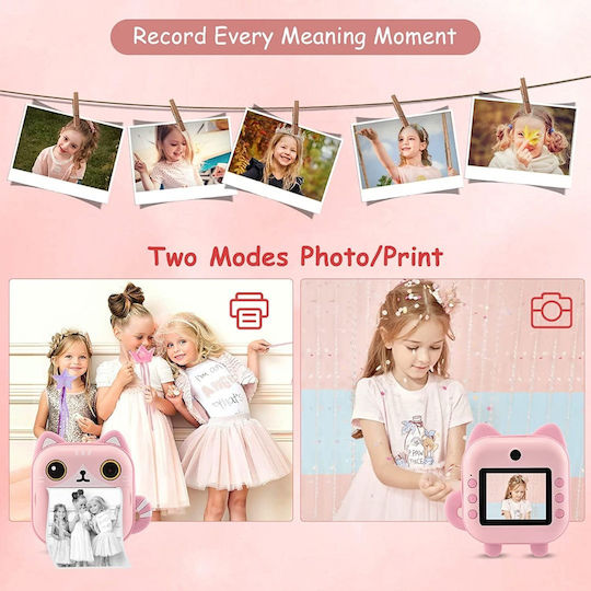 M2 Cute Rabbit Compact Φωτογραφική Μηχανή 48MP με Οθόνη 2.4" Θερμικής Εκτύπωσης Κίτρινη