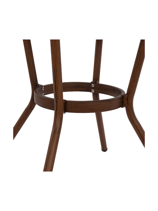 Moses Outdoor Dinner Free Standing Table with Glass Surface and Aluminum Frame Brown 70x70x76cm