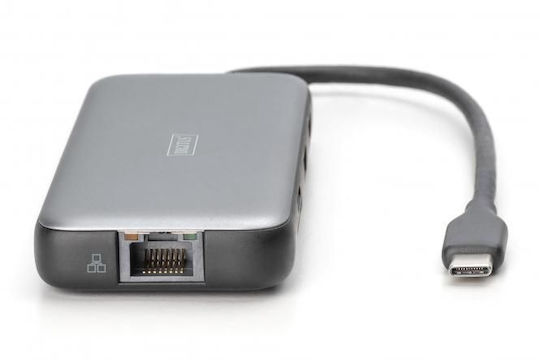 Digitus USB-C Docking Station με HDMI 4K PD Ethernet Γκρι (DA-70915)
