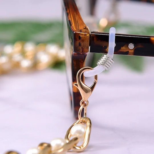 Brillenkette Perlen Goldfarben