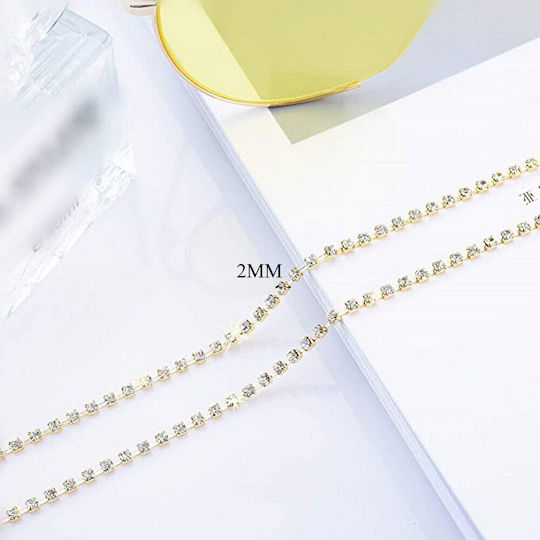 Brillenkette Quadratisch Kleine Strass Gold