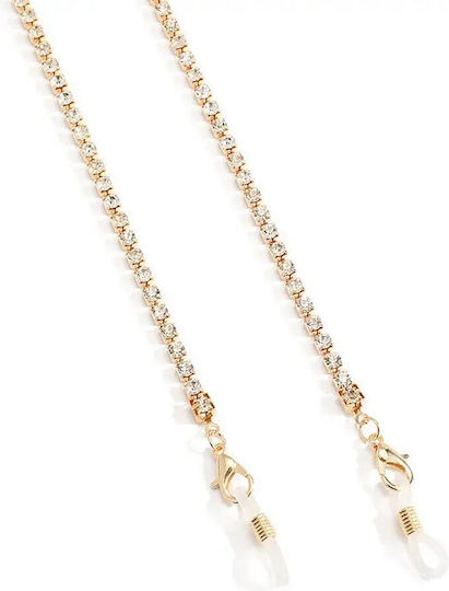 Brillenkette Quadratisch Kleine Strass Gold