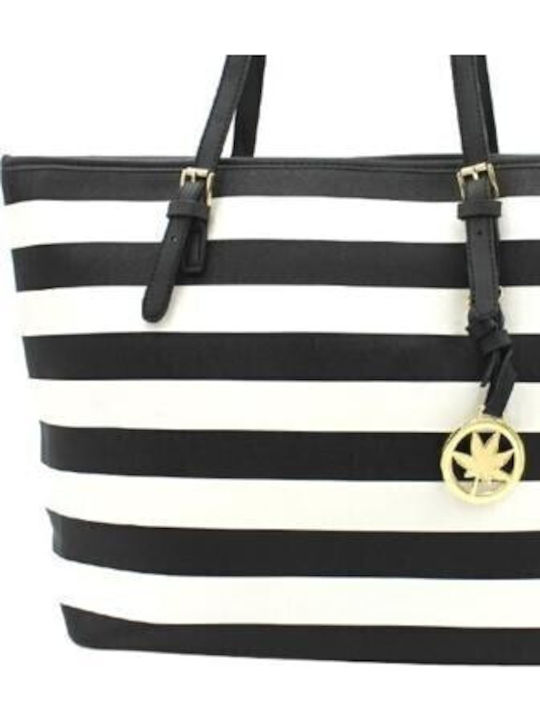 0160022 Schultertasche Schwarz-Weiß
