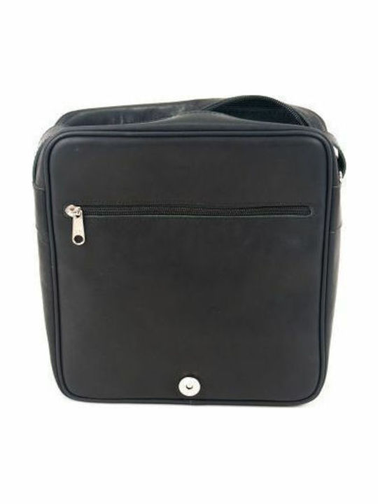 Kouros Leder Herren Schultertasche mit Klappe 15 Schwarz