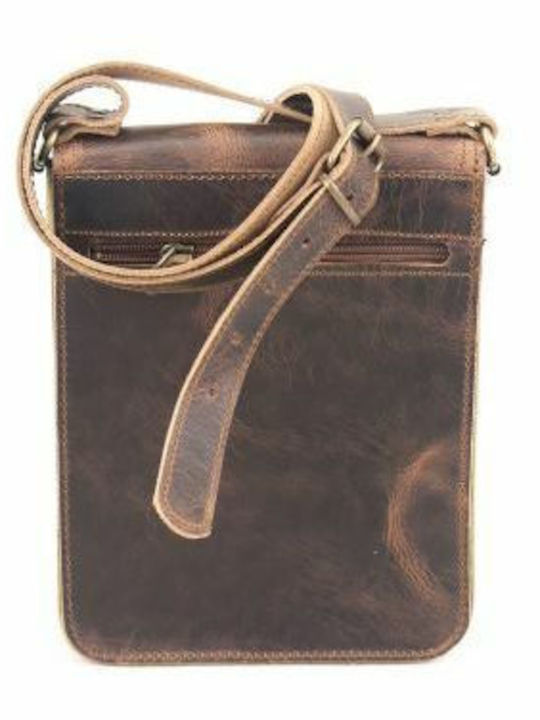 Kouros Leather Men's Shoulder Bag Flap 323 Brown