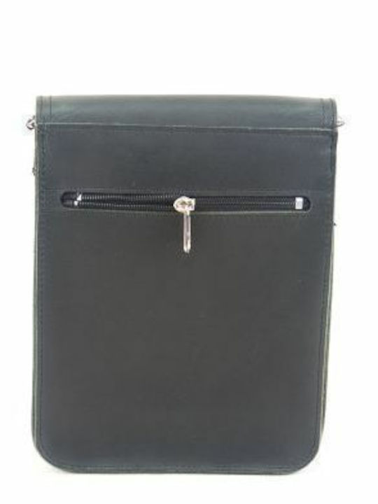 Kouros Leather Men's Shoulder Bag Flap 323 Black