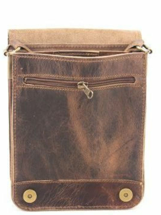Kouros Lederne Herrentasche Schulter Klappe-323-Braune