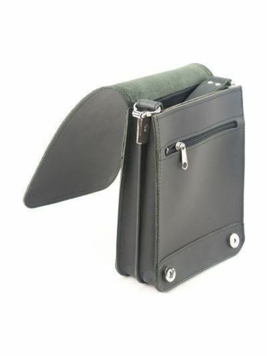 Kouros Leder Herren Schultertasche mit Klappe 323 Schwarz