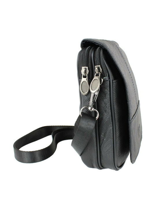 Männliche Tasche Zum Hängen Gürteltasche 15*19*6 Leder Schwarz Tsa.103.02.008 Annie088