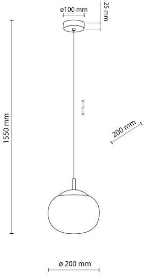 TK Lighting Κρεμαστό Φωτιστικό Μαύρο 20x20εκ.