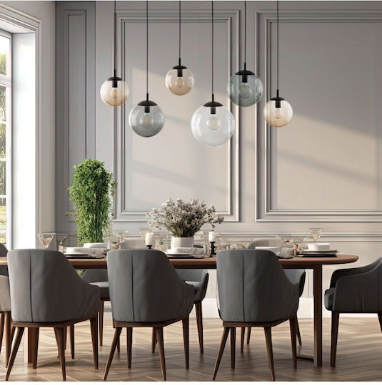 TK Lighting Κρεμαστό Φωτιστικό Μαύρο Ράγα με Ντουί E27 130x150εκ.