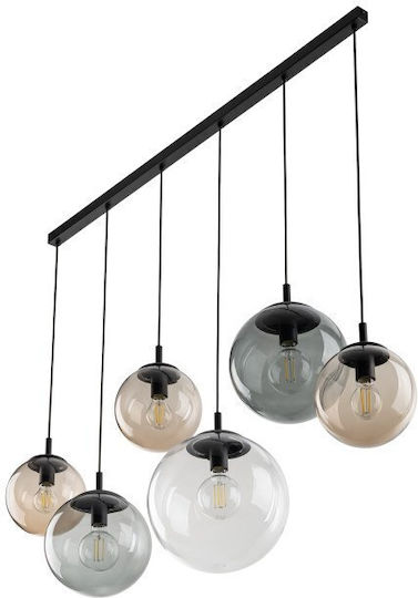 TK Lighting Κρεμαστό Φωτιστικό Μαύρο Ράγα με Ντουί E27 130x150εκ.