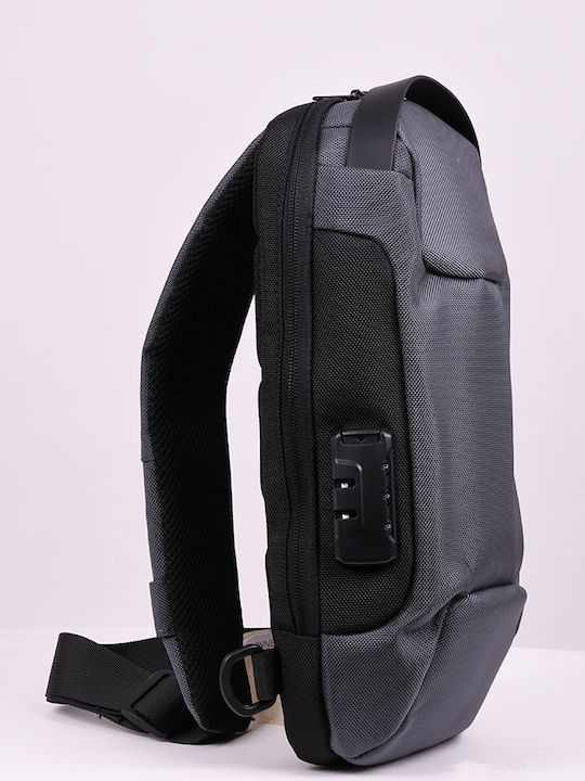 Herren Brusttasche Quaste Grau