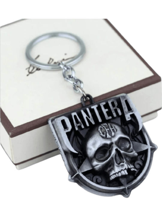 Breloc Bandă Pantera Metal Muzică Craniu Argintiu Ton Molfs