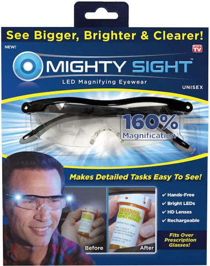 Ochelari Reîncărcabili Lupă Cu LED Foxmag24 160% Mighty Sight Lupă Unisex